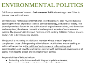 Environmental Politics editor Advert